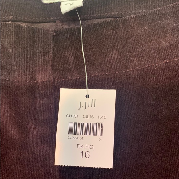 J. Jill Corduroy Flat Front Pants in Rich Dark Fig Size 16 NWT - Picture 3 of 7